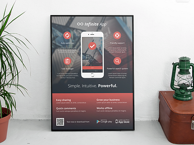 Mobile Application, Phone App flyer / ad template #3 ad app flat flyer icon indesign iphone minimal mobile phone print smartphone