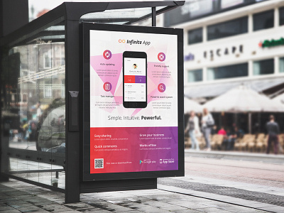 App Poster / Bus Stop Billboard ad app flat flyer icon indesign iphone minimal mobile phone print smartphone