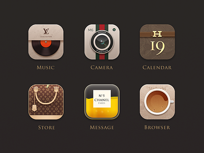 Luxury Goods browser calendar camera chanel coffee gucci icon lv message music perfume store