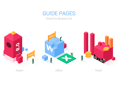 Guide Pages faster guide illustrations isometric office pages rockets tmall vector