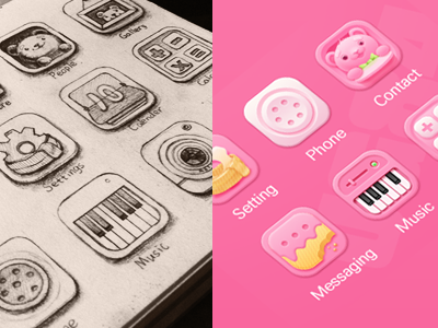 ICON-PINK bear biscuits icon lovely manuscript piano pink scarf