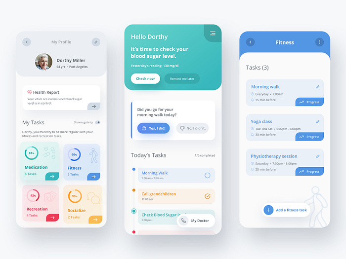 Routinely - Elderly Care by Kriti Goyal on Dribbble