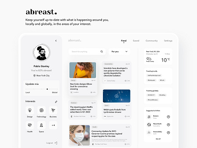 Abreast app awareness blackandwhite design grayscale interfacedesign monochrome news uidesign uxdesign visual design