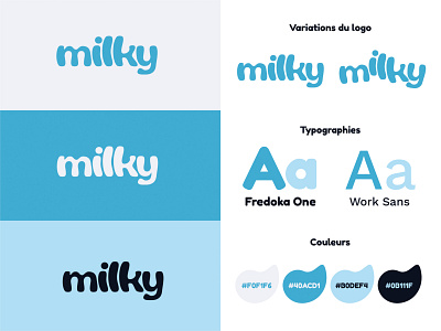 Identité visuelle de Milky branding commerce design flat graphic design logo logo design logotype milk minimal typography vector