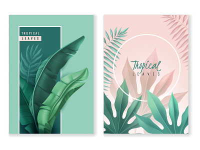 Leaves cards banners cards design frame illustration leaves plants posters tropical vector