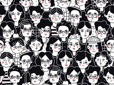 people faces vector seamless pattern cartoon faces illustration pattern people seamless vector