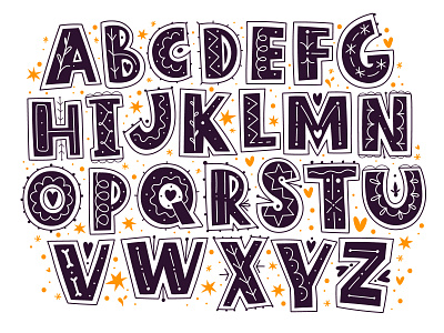 Funny Font abc alphabet cartoon decor design fast font funny hand drawn illustration kids letters primitive set vector