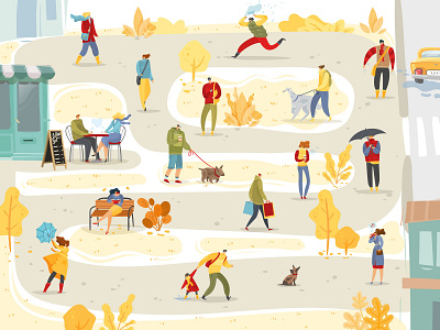 Autumn people vector illustration