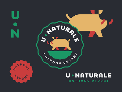U Naturale anthony badge boar brand design dark design food green hog illustration logo natural nature pig pork red restaurant swine veyrat yellow