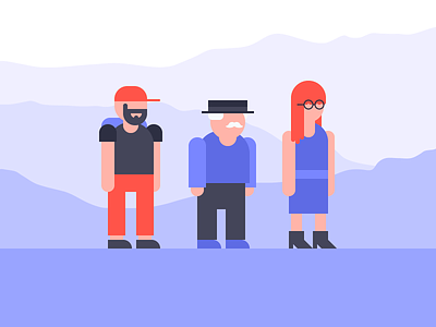 Flat Characters Design blue character design characters flat geometric rigged vector