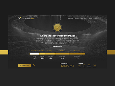 ValueTicket ICO | Home betting blockchain coin gold hero ico landing sport