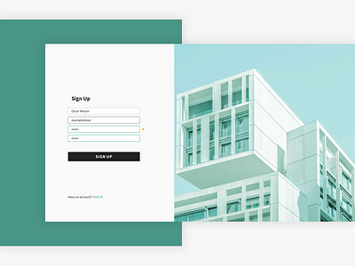 Sign Up Screen for Real Estate Platform architecture design form green platform signup simple ui unsplash