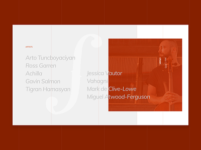 Album Section Concept for Artyom Manukyan's Personal Website art artist artyom cello dark design manukyan modern music red simple ui