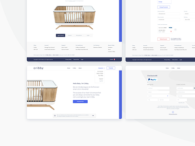 Cribby – Website account baby blue checkout crib design footer header navbar simple smart ui white
