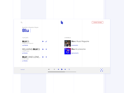 BASEMENT – Online Music Platform - Search blue blues design minimal music music app music player playlist simple ui white