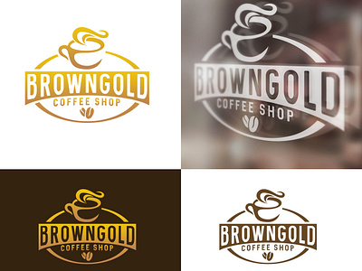 Brown gold Brand branding design flat icon illustration logo