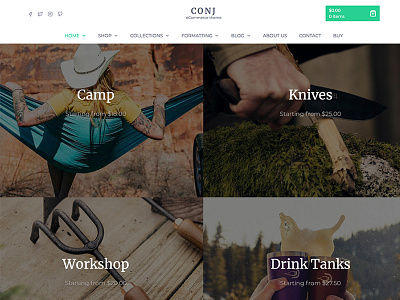 Conj - eCommerce WordPress Theme camping clean design e commerce envatomarket nature outdoor shop theme themeforest woocommerce wordpress wordpress theme