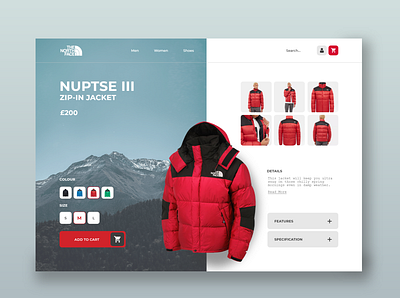 The North Face product page branding ecommerce product page ui ui design ux