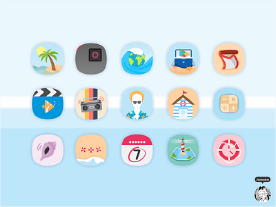Beach mobile icon android beach coast icon mobile mobile ui