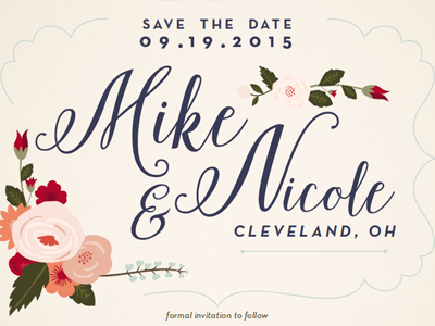Save the date floral print save the date wedding