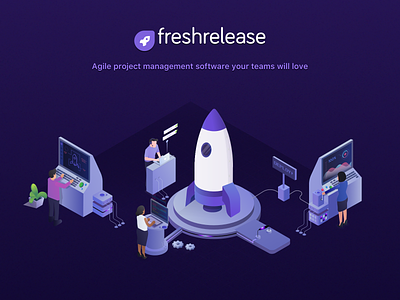 Freshrelease - Agile Project Management Software. agile agile teams boards cloud illustration isometric kanban product projectmanagment release release management roadmap software development tool sprint board test cases user stories