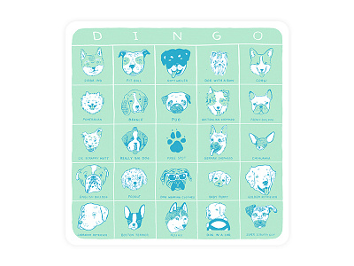 DINGO bingo dog dog bingo game illustration