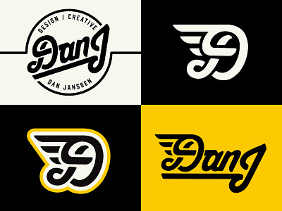 DanJ personal branding exploration badge circle crest wing wings