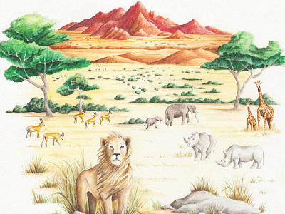 Earthwatch Environmental Non-Profit - Savannah Detail illustration nature illustration watercolor