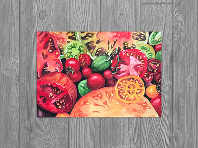 Heirloom Tomatoes colorful colorful art drawing food art food illustration fruit fruit illustration garden heirloom illustration tomatoes vegetables watercolor
