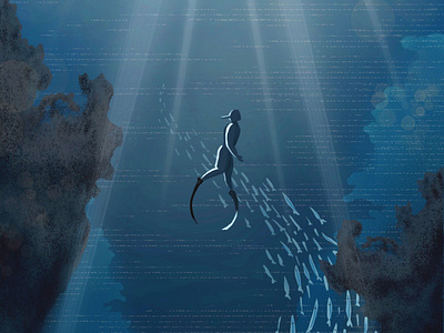 Free Diver deep sea digital art free diving illustration ipad pro ocean procreate app underwater