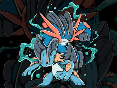 Swampert artwork character cover art cover design design fanart illustration pokemon pokemon art pokemon go swampert vector vector illustration