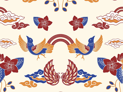 Flower Bird batik batik indonesia design flat illustration logo pattern pattern art vector