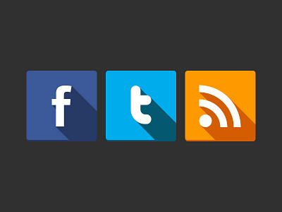 Social Icons facebook flat icon long shadows rss social twitter