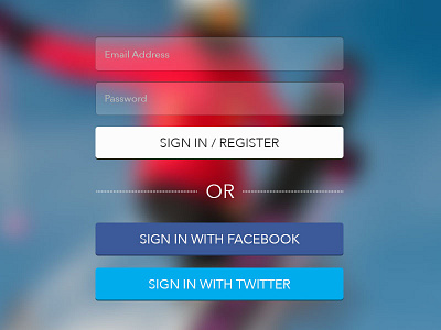 Login Form blurred buttons css facebook flat form login twitter