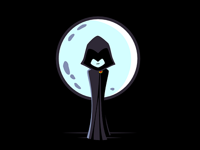 Raven affinity designer flat halloween hero illustration moon teen titans