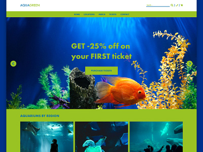 Aqua | Aquarium ticket sale concept page adobe xd app b2c blue css dailyui design ecommerce fish green homepage homepage design html landing page ticket ui uidesign ux uxdesign website
