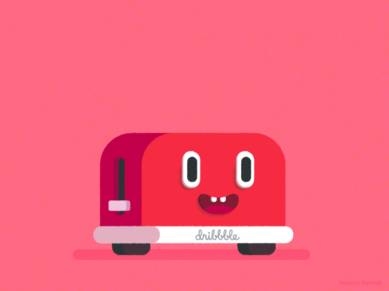 Hellow Dribbble! after affects animation breakfast character cute design electronic food gif hello hello dribbble illustration illustrator like toast toasted toaster vector