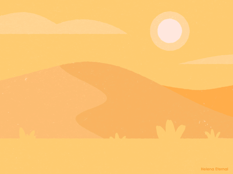 Summer Hate 2d angry animation anxiety character cute desert frame by frame girl hate heat illustration landscape monday sand summer summertime sun tired walk
