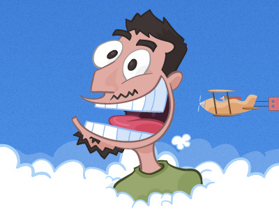 Head in the Clouds blue caricature clouds plane sky