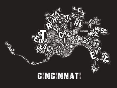 Cincinnati Vol 1: Neighborhoods cincinnati design ohio typography vector vector art wordcloud