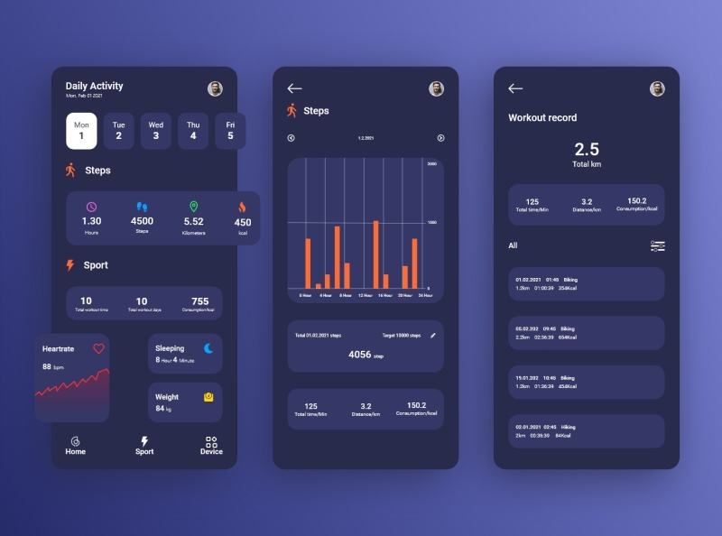 Smart Fitness app ui concept by Sajal Mozumder 🏅 on Dribbble