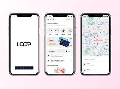 Ridesharing, package delivery, Food delivery App Design Concept 3d adobe photoshop adobexd animation app appdesign branding design figma food graphic design illustration logo motion graphics new ride ui uiux ux xd ui kit