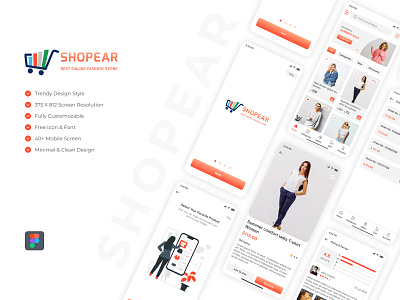 Shopear E-commerce Mobile App Design adobe photoshop adobexd animation app branding design figma graphic design home page icon illustration logo motion graphics new typography ui ux vector website xd ui kit