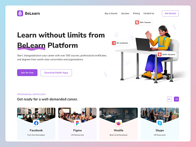 BeLearn Website Landing Page UI design Concept.