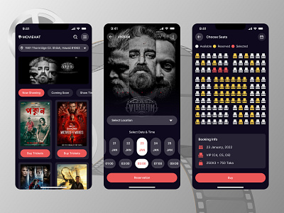 Movie tickets buying online App UI Design adobe photoshop adobexd app apps branding design figma illustration landing page logo mobile app movie online tricket ui ux website