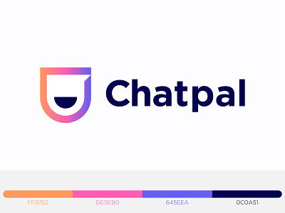 Chatpal - Logo Design brand mark branding chat app chat bubble identity logo design logotype minimalist design minimalist logo shield shield logo simple logo smile