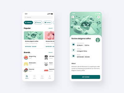 Mobile App - Platform for Influencer concept design ios app mobile mobile app mobile app design mobile ui mockup product ui design userinterface