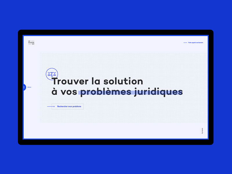 UnHuissier – Legal website blue design experience interactive legal minimal page simple site typography ui ux web web design webdesign