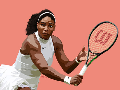 Serena Williams digital illustration female female character illustration serena williams tennis tennis ball tennis player tennis racket
