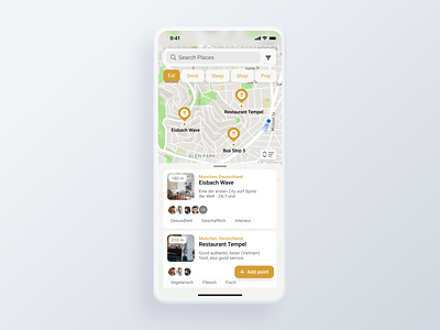 Nearby places finder app cafe design finder hotel map mobile nearby places travel ui ux